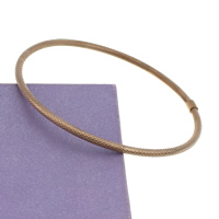 Bracelet en acier inoxydable, Plaqué de couleur d'or rose, 3mm, Diamètre inté Environ 73mm Environ 9 pouce, Vendu par PC