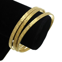 Stainless Steel Bangle Set, gold color plated, 5mm, Inner Approx 68mm Approx 8.5 Inch 