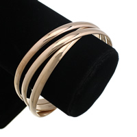 Stainless Steel Bangle Set, rose gold color plated, 6mm, Inner Approx 66mm Approx 8 Inch 