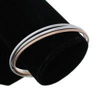 Stainless Steel Bangle Set, plated, two tone, 2mm, Inner Approx 65mm Approx 8 Inch 