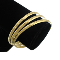 Stainless Steel Bangle Set, gold color plated, flower cut, 5mm, Inner Approx 68mm Approx 8.5 Inch 
