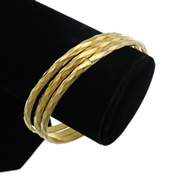 Stainless Steel Bangle Set, gold color plated, 4mm, Inner Approx 68mm Approx 8.5 Inch 