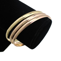 Stainless Steel Bangle Set, plated, two tone, 5mm, Inner Approx 65mm Approx 8 Inch 