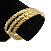 Stainless Steel Bangle Set, gold color plated, 6mm, Inner Approx 68mm Approx 8.5 Inch 