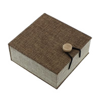 Linen Bracelet Box, with Sponge & Wood, Square 
