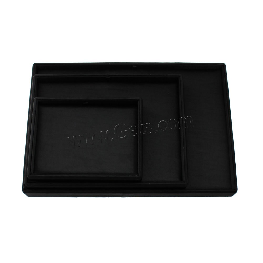 Коробка-дисплей, Бархат, с Губка & деревянный, Прямоугольная форма, разный размер для выбора, черный, 100x105x45mm, продается PC