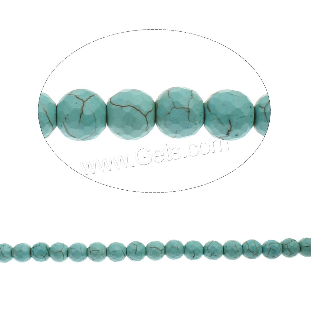 Dyed Natural Turquoise Beads, Dyed Turquoise, Round, more sizes for choice & faceted, green, Hole:Approx 1-1.5mm, Length:Approx 15.5 Inch, Sold By Strand