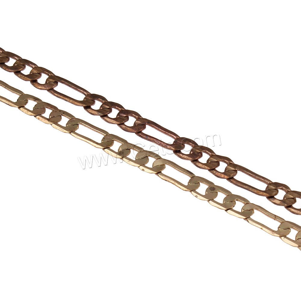 Brass Figaro Chain, plated, different size for choice, more colors for choice, nickel, lead & cadmium free, Sold By m