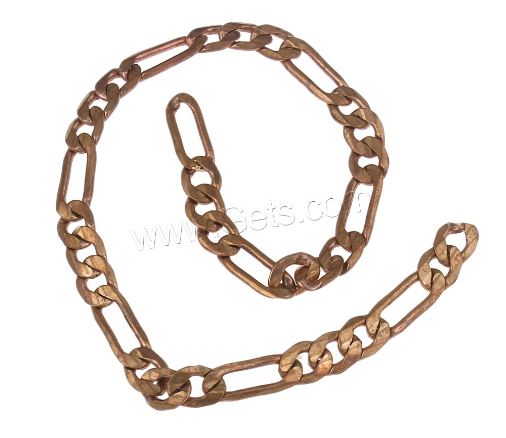 Brass Figaro Chain, plated, different size for choice, more colors for choice, nickel, lead & cadmium free, Sold By m