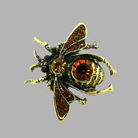 Rhinestone Zinc Alloy Brooch, Insect, antique gold color plated, with rhinestone, nickel, lead & cadmium free 