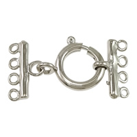 Brass Spring Ring Clasp, platinum color plated, with connector bar &   Approx 1.5mm 