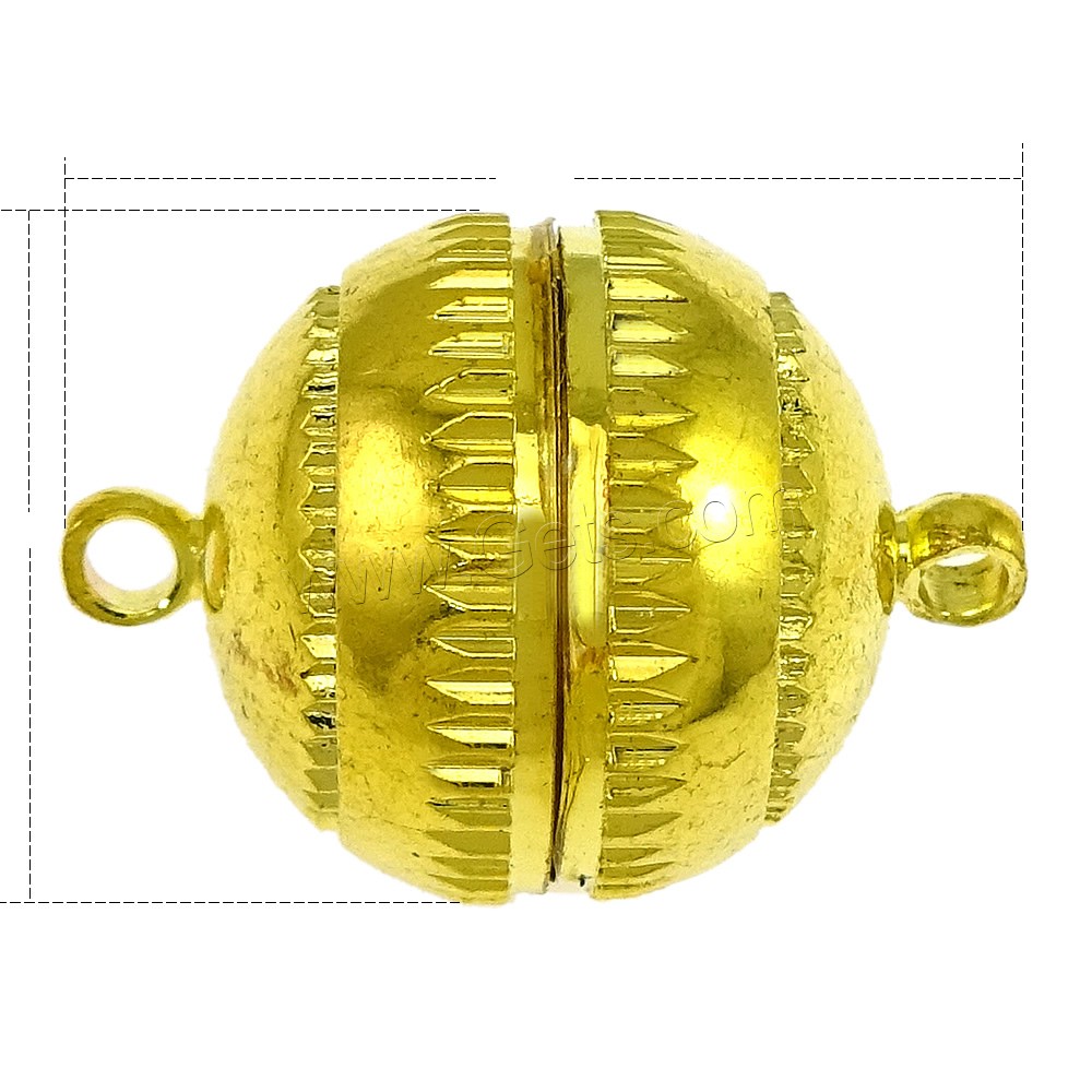 Brass Magnetic Clasp, Round, gold color plated, flower cut & different size for choice & single-strand, Sold By PC