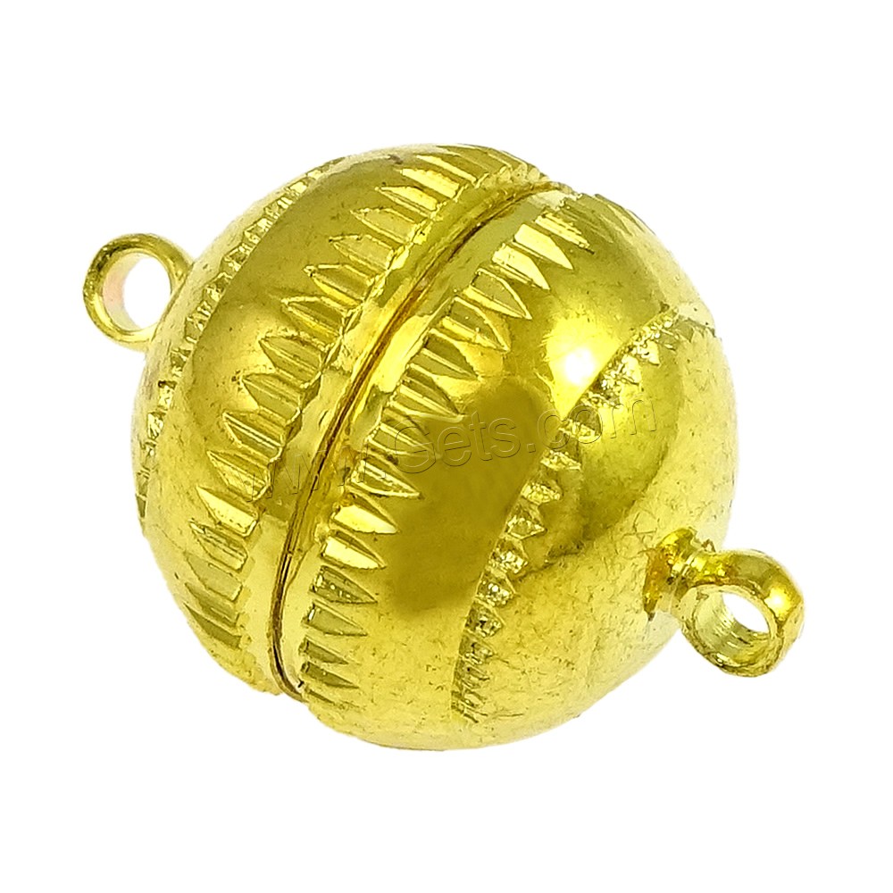 Brass Magnetic Clasp, Round, gold color plated, flower cut & different size for choice & single-strand, Sold By PC