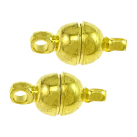 Латунные магнитные застежки, Латунь, Овальная форма, плакирован золотом, однонитевая отверстие:Приблизительно 1.5mm, продается PC