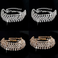 Zinc Alloy Rhinestone Bracelets, with 5cm extender chain, plated, with rhinestone nickel, lead & cadmium free, 160mm Approx 6.5 Inch 