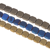 Las Perlas De Hematites Sin Magnético, Hematita no magnética, Cuadrado, chapado, más colores para la opción, 8x2.5mm, agujero:aproximado 1mm, longitud:aproximado 15.5 Inch, aproximado 52PCs/Sarta, Vendido por Sarta