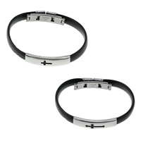Silicone Stainless Steel Bracelets, with Stainless Steel black, 8mm Approx 7.5 Inch 