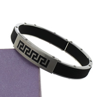 Silicone Stainless Steel Bracelets, stainless steel clasp, versace pattern, black 10mm, Inner Approx Inch [