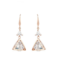 Zinc Alloy Drop Earring, with Cubic Zirconia, brass earring hook, Triangle, real gold plated, faceted, nickel, lead & cadmium free 