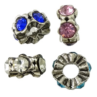 Rondelle Rhinestone Spacer, Zinc Alloy, antique silver color plated, with rhinestone nickel, lead & cadmium free Approx 5mm 