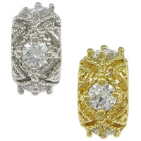 Cubic Zirconia Micro Pave Brass Beads, Rondelle, plated, micro pave cubic zirconia Approx 4.5mm 