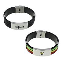 Silicone Stainless Steel Bracelets, with Stainless Steel 18mm Approx 8.5 Inch 