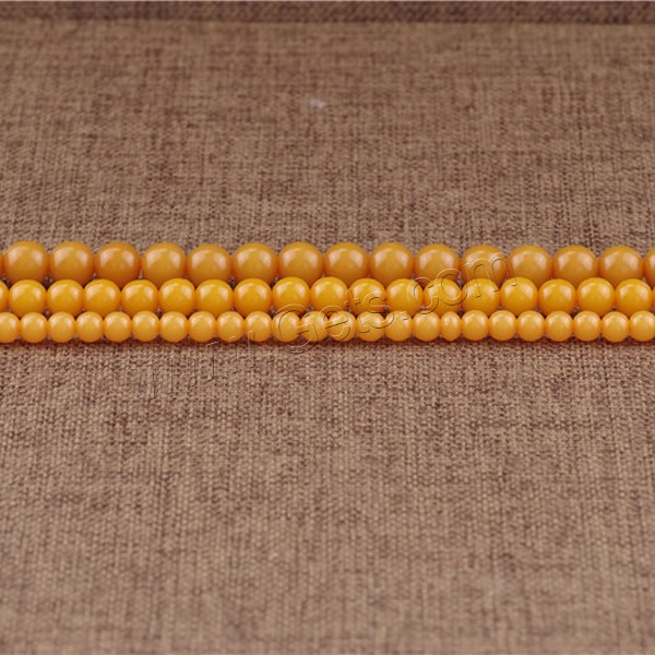 Imitierter Bernstein Harz Perlen, rund, Nachahmung Bienenwachs & verschiedene Größen vorhanden, Bohrung:ca. 1.5mm, Länge:ca. 15.5 ZollInch, verkauft von Strang
