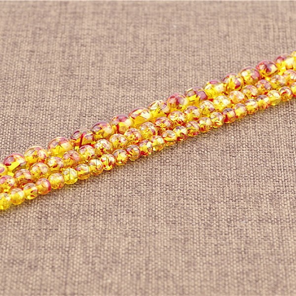 Imitierter Bernstein Harz Perlen, rund, verschiedene Größen vorhanden, Bohrung:ca. 1.5mm, Länge:ca. 15.5 ZollInch, verkauft von Strang