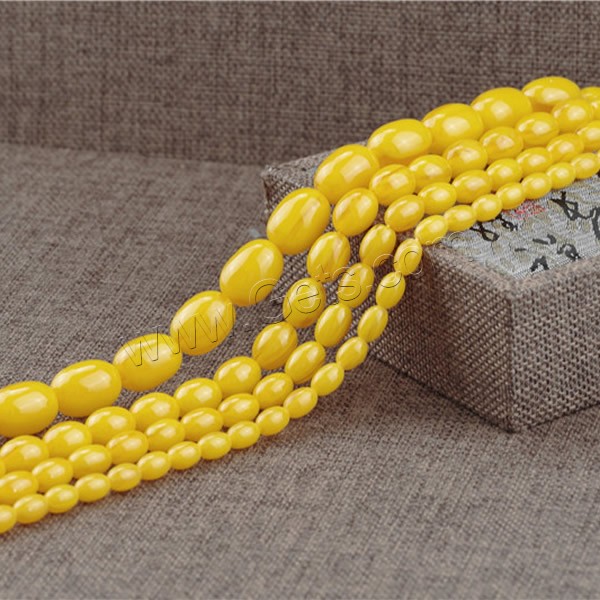 Imitierter Bernstein Harz Perlen, oval, Nachahmung Bienenwachs & verschiedene Größen vorhanden, Bohrung:ca. 1.5mm, Länge:ca. 15.5 ZollInch, verkauft von Strang