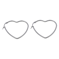 Stainless Steel Hoop Earring, Heart original color 
