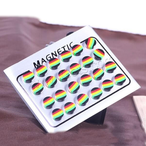 Acryl Magnetische Ohrstecker, mit Magnetische Hämatit, verschiedene Größen vorhanden, farbenfroh, 12PaarePärchen/Tasche, verkauft von Tasche