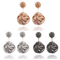 Double Faced Stud Earring, Zinc Alloy, stainless steel post pin, Round, plated nickel, lead & cadmium free 