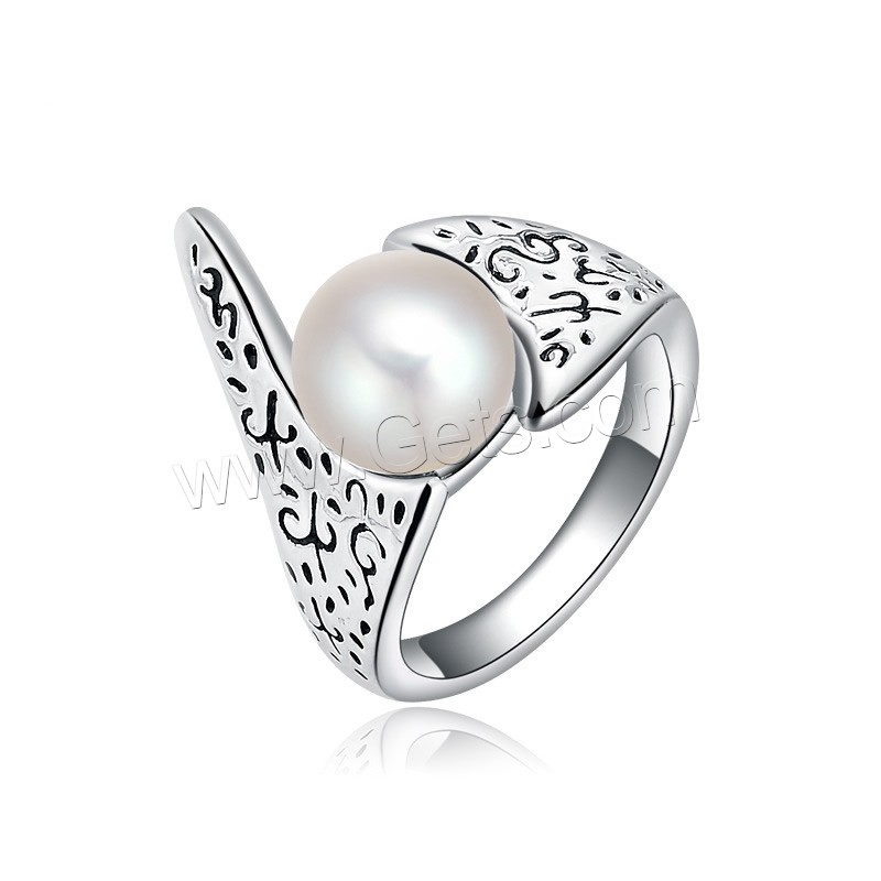 South Sea Shell Finger Ring, Zinc Alloy, with South Sea Shell, platinum plated, different size for choice & enamel, nickel, lead & cadmium free, 1.9cm, Sold By Pair