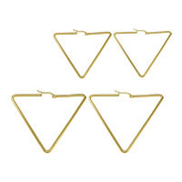 Stainless Steel Hoop Earring, Triangle, gold color plated 