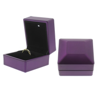 Velvet Ring Box, Wood, with Sponge & Velveteen, Square, purple 