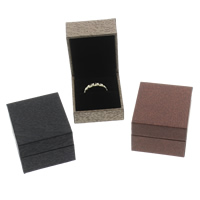 Leather Ring Box, Cardboard, with Sponge & PU Leather, Rectangle 