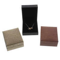 Leather Necklace Box, Plastic, with Sponge & PU Leather, Rectangle 
