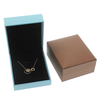 Leather Necklace Box, Cardboard, with Sponge & PU Leather, Rectangle 