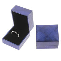 Leather Ring Box, Cardboard, with Sponge & PU Leather, Rectangle, blue 