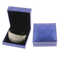 Boîtes à bracelet en cuir, carton, avec Éponge & cuir PU, rectangle, bleu Vendu par PC