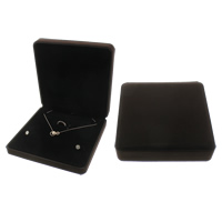 Velvet Jewelry Set Box, Cardboard, finger ring & earring & necklace, with Sponge & Velveteen, Square, black 