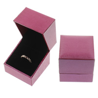 Leather Ring Box, Cardboard, with Sponge & PU Leather, Cube, red 