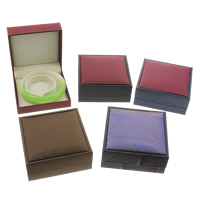 Leather Bracelet Boxes, Cardboard, with PU Leather & Velveteen, Rectangle 