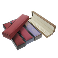 Cajas de Cuero para Collares, Cartón, con Cuero de PU & Pana, Rectángular, diferentes estilos para la opción, 51x215x28mm, Vendido por UD