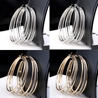 Mode Eisen Prise Kreis Ohrringe, plattiert, Falten, keine, frei von Nickel, Blei & Kadmium, 60mm, verkauft von Paar