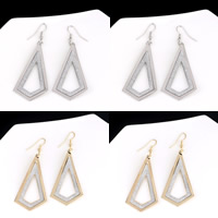 Iron Drop Earring, Triangle, plated, stardust nickel, lead & cadmium free, 60mm 