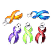 Awareness Ribbon Pendant, Zinc Alloy, silver color plated, enamel Approx 1.5mm 
