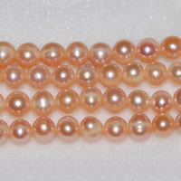 Perlas Patata Freshwater, Perlas cultivadas de agua dulce, natural, Rosado, 6-7mm, agujero:aproximado 0.8mm, longitud:aproximado 15 Inch, Vendido por Sarta