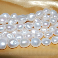 Perles nacres baroques de culture d'eau douce , perle d'eau douce cultivée, naturel, blanc, 12-14mm Environ 0.8mm Environ 15.5 pouce, Vendu par brin