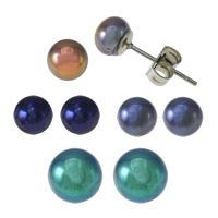 Boucle d'oreille de perles d'eau douce , acier inoxydable, avec perle d'eau douce cultivée, naturel, normes différentes pour le choix, plus de couleurs à choisir Vendu par sac